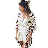Women Printed Loose Chiffon Kimono Cardigan Blouse Top