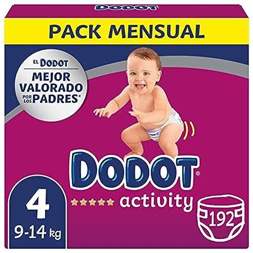 Dodot Activity Baby Diapers Size 4 (9-14 kg), 192 Diapers with Tougher Fit
