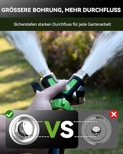 RAINPOINT 2-Way Distributor, Full Metal Heavy Duty Water Distributor with 5.2 cm Extra Long Side Lever & Shut-off Valves, Garden Hose Y Splitter 3/4 Inch & 1/2 Inch, Simultaneous Double Connection (Green)