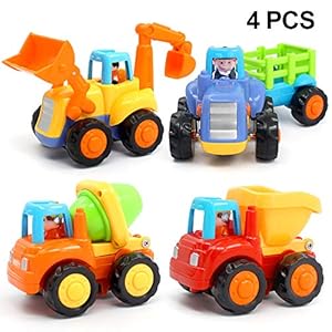 ORWINE Inertia Toy Early Educational Toddler Baby Toy Friction Powered Cars Push and Go Cars Tractor Bulldozer Dumper…