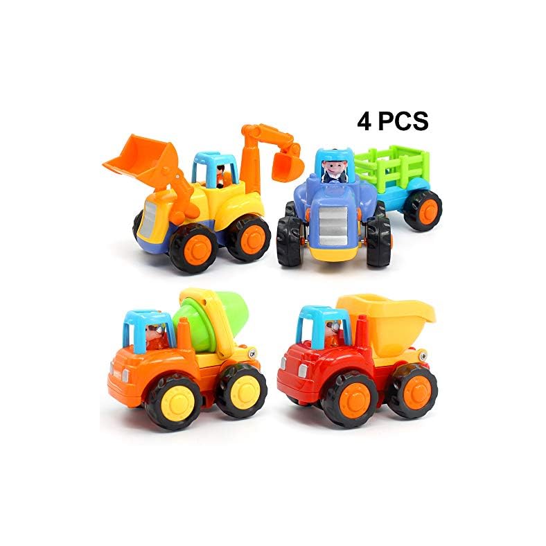 ORWINE Inertia Toy Early Educational Toddler Baby Toy Friction Powered Cars Push and Go Cars Tractor Bulldozer Dumper…