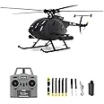 GoolRC C189 4CH RC Aircraft, 1:28 2.4GHz MD500 with 6-Axis Gyro, Dual Brushless Motors, One Key Take Off/Landing, Single-Rotor Helicopter for Adults (Black)