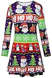 Pink QueenWomen's Santa Christmas Pattern A Line Flared Skater Dress