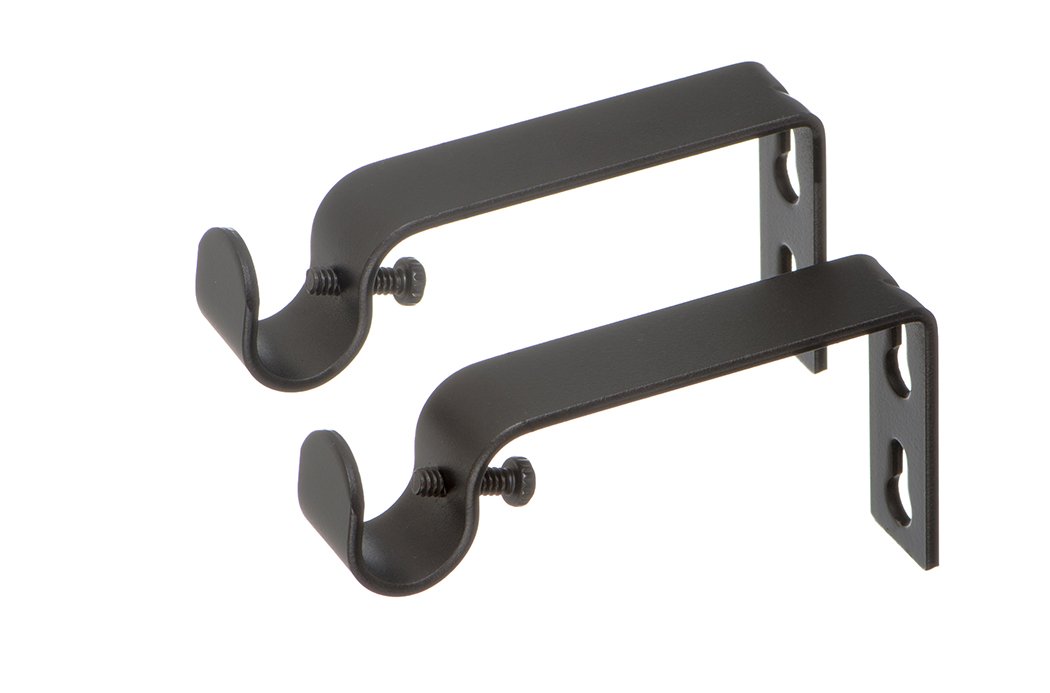 Ivilon Fixed Brackets for Curtain Rods - for 1/2 or 5/8 Inch Rods. Set of 2 - Antique Black