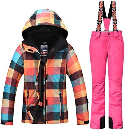 HOTIAN Snowboard Jacket Womens High Windproof Technology Colorful Ski Jacket Pants Set