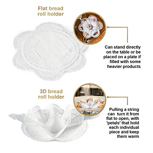 Artisan Bread Basket 14” | 100% Handmade and Embroidered Ao Poi with Luxury Cotton - Elegant Bread, Bun, Muffin, Cookies, Biscuit, Bagel WARMER AND BASKET