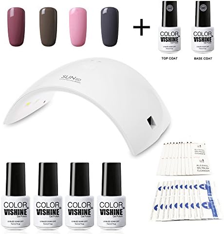 Doffx Nail Starter Kit 4 Colours Soak Off Gel Polish & Top Base Coat, 36W SUN9C Professional LED Lamp Gel Dryer Manicure, Remover & Cleanser Manicure Nail Art Tool #C003