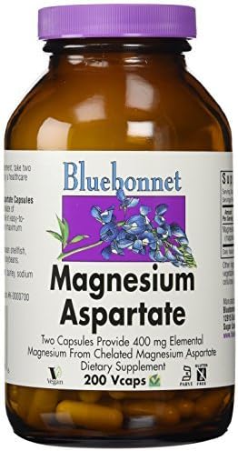 BlueBonnet Magnesium Aspartate Vegetarian Capsules, 400 mg, 200 Count by Blue Bonnet