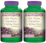 Piping Rock Milk Thistle, Dandelion & Yellow Dock Combo 2 Bottles x 180 Quick Release Capsules Herbal Supplement