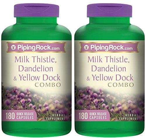 Piping Rock Milk Thistle, Dandelion & Yellow Dock Combo 2 Bottles x 180 Quick Release Capsules Herbal Supplement Piping Rock Milk Thistle, Dandelion & Yellow Dock Combo 2 Bottles x 180 Quick Release Capsules Herbal Supplement