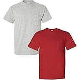 Gildan Men's DryBlend Workwear T-Shirts with Pocket, 2-Pack Ash/Red