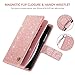 BENTOBEN iPhone Xs (2018) Case, iPhone X/10 Wallet Case, Glitter Bling Classy Leather Folio Flip Credit Card Holder Wristlet Shockproof Protective Phone Case for Apple iPhone X/10/XS, Rose Gold/Pink
