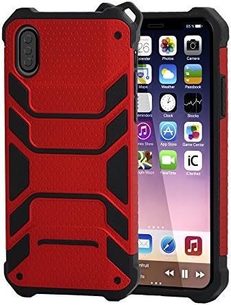 Protective Case, MXditect iPhone X Shatter-resistant Protecting Rubber Shockproof Phone Case With Lanyard (Red)