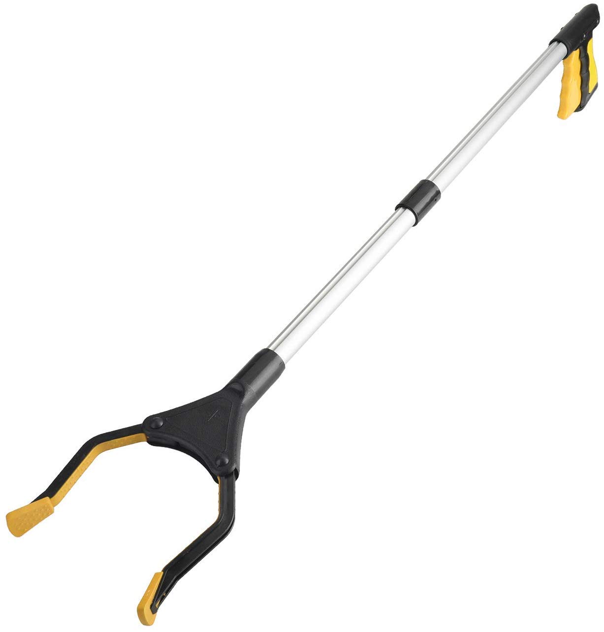 Litter Pickers, 32" Foldable Long Arm Mechanical Grabber Reacher Grab & Grip Rubbish Pick Up Hand Pick-Up, Lightweight Extender Gripper Tool Handy Assist Reaching Aid (Yellow)