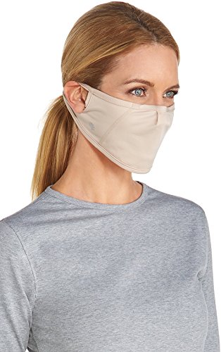 Coolibar UPF 50+ Unisex UV Mask - Sun Protective (Small/Medium- Beige)