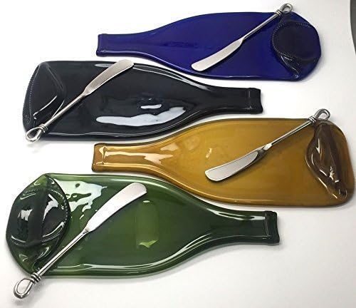 4 Piece Set of Recycled Slumped Glass Cheese Platters,Silverware included. (you get all 4 cheese platters.)
