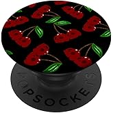 Skull Cherries Pattern Cool Scary Fruit Art Artist Men Women PopSockets Adhesive PopGrip