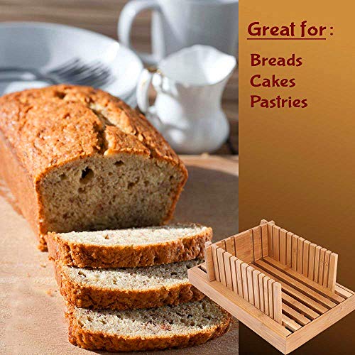 Bamboo Adjustable Bread Machine Wood Bread Slicer For Homemade Bread With Crumb Catcher Tray Creative Bread Slicing Guide