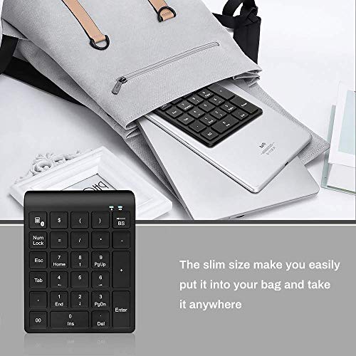 Wireless Numeric Keypad, LINGSFIRE Number Pad 27 Keys Portable External Numpad Keyboard for Laptop. Desktop, PC, Notebook(Black)