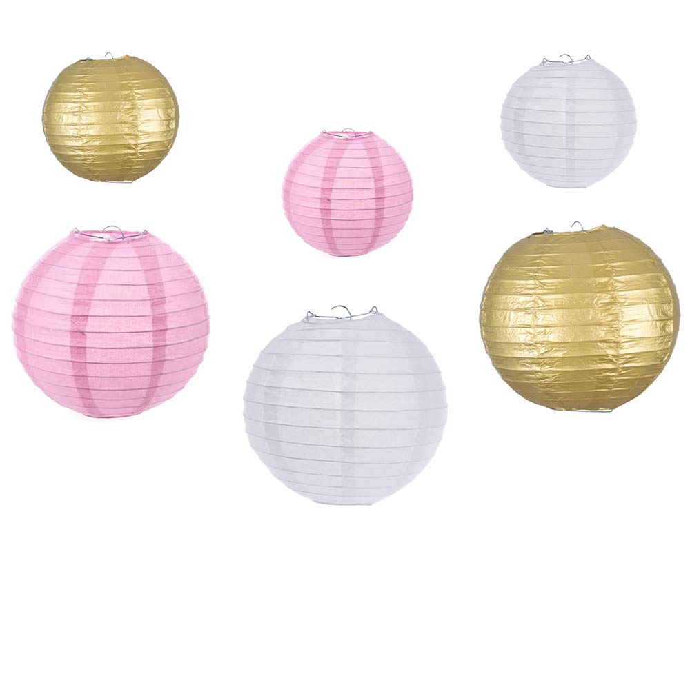 Amazoncom Pretty Pink And Gold And White Hanging Round Paper