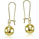 Sterling Silver Polished Ball Bead Long Drop Dangle Earrings, One Pair Set, Sizes 6mm 8mm 10mm or 12mm