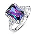Merthus 925 Sterling Silver Created Mystic Rainbow Topaz Halo Engagement Ring for Women