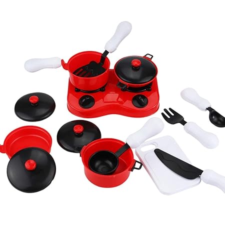 Hilai 15pcs / Set Simulation Küche Geschirr Set Rollenspiele Küche Spielzeug aus Plastik Kochgeschirr-Werkzeuge für Kinder Ki