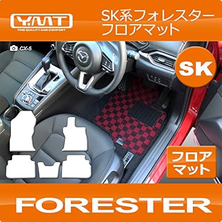 Amazon Ymt 新型フォレスター フロアマット Sk系フォレスター ループチェック赤黒 For Sk 5p Chrd フロアマット 車 バイク
