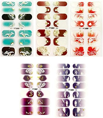Nail Stickers Real Gel Nail Stickers Stylish Cute Nail Stickers Easy to Apply Efficient Waterproof Nail Stickers 5-piece set of nails are sealed, easy to use, long lasting, safe and environmentally friendly nail gel is made to let top designers and artists work hard to make you more shine. V (FF-3086)