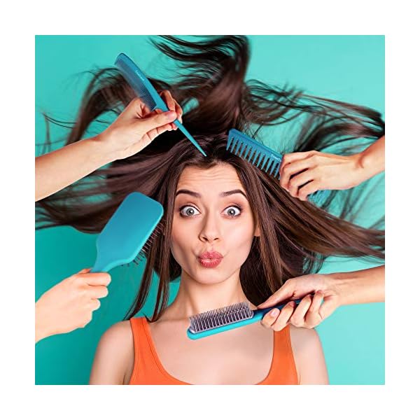 TimeTinkle 4 PCS Hairbrush Set - Detangler, Styling Brush, Tail Comb & Wide Tooth Comb for Women, Men and Kids, Great on…