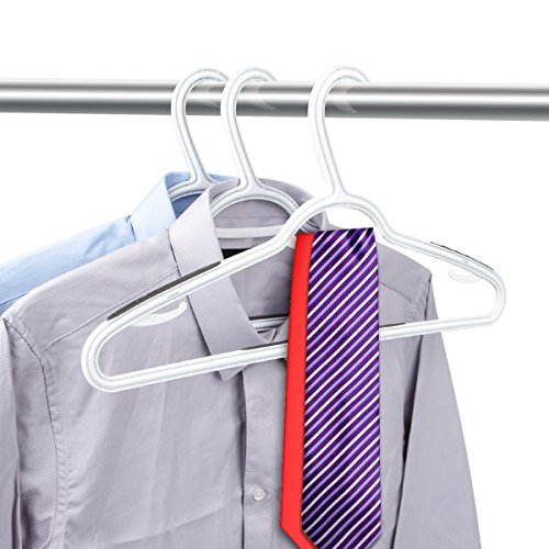 TIMMY Plastic Hangers 40 Pack Heavy Duty Clothes Hangers with Built-in Grip Non-Slip Pads Space Saving Super Lightweight Organizer for Closet Wardrobe,Perfect for Blouses Shirts and More(White&Grey) - Thumbnail 4