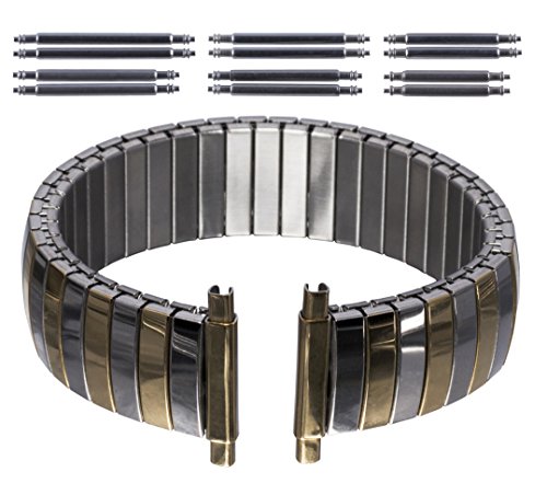 Gilden Gents Expansion 16-20mm Reflective Mirrored Two-Tone Stainless Steel Watch Band 516-T