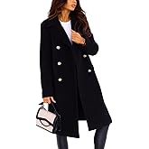 chouyatou Women's Winter Lapel Double Breasted Office Work Long Wool Pea Coat Overcoat