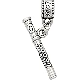 Flute Charm Bead – Silver-Plated Dangle Charm for Musicians & Music Lovers – Compatible with Pandora, Troll, Chamilia & European Bracelets – Musical Instrument Jewelry & Accessories – Gift for Flutists