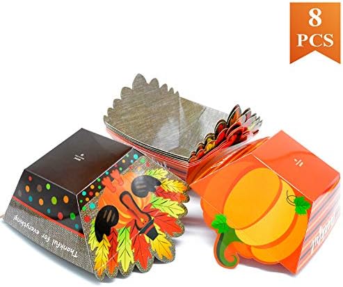 WEEPA Thanksgiving Party Supplies 8 Pcs Turkey Pumpkin Paper Bowls Disposable Heavy Duty Large Serving Bowls for Parties Snack Paper Food Bowls Tableware Party Candy Bowl