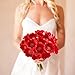 HO2NLE 20pcs Artificial Flowers Fake Wedding Bouquet Arrangements for Home Kitchen Living Room Dining Table Centerpieces Decorations Red