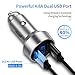 AINOPE USB 12V Car Adapter, Cigarette Lighter Voltage Meter 4.8A All Metal Dual Port USB LED Display Car Flush Fit Car Charger Compatible for iPhone X/XS MAX/XR,iPad Mini 3,Galaxy Note 9/S9/S8-Silver
