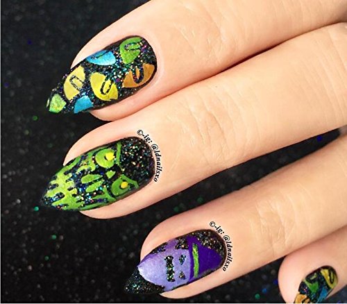 PUEEN Nail Art Stamping Plate - Halloween Party 01 - Theme Park Collection 125x65mm Unique Nailart Polish Stamping Manicure Image Plates Accessories Kit - BH000725