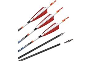 6/12pc Custom Length Feathered Carbon Arrows Spine 200 250 300 350 400 500 600 700 800 Removable Tips 4" Turkey Feather Targe
