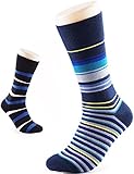 Vero Monte 4 Pairs Mens Knitted Patterned Casual Dress Socks - Zebra + Stripes