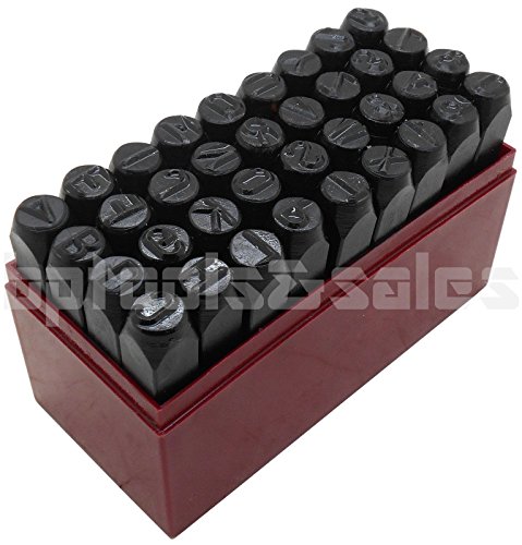 36pc 3/8 STEEL METAL PUNCH LETTER & NUMBER STAMP STAMPING KIT SET PLASTIC CASE - Thumbnail 3