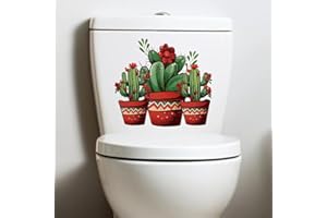 PALEERY@FC Cactus Flower Leaf Toilet Cover Sticker Decals,Pumpkin Flower Waterproof Toilet Lid Tank Seat Decals Cistern Self-Adhesive Bathroom Wall Sticker