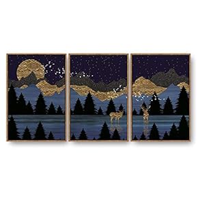 3 Piece Framed Canvas Home Artwork Decoration Abstract Nature Landscape Canvas Wall Art for Living Room, Bedroom - 16"x24"x3 Panels