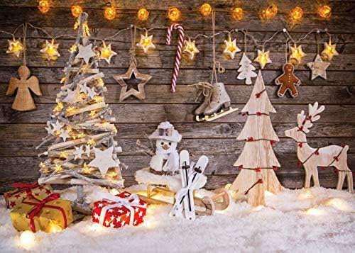 Sfondi Natalizi Per Computer.Lywygg 7x5ft Sfondo Di Fotografia Di Natale Per Bambini Albero Di Natale Sfondo Di Fotografia Di Tavola Di Legno Marrone Sfondo Di Foto Di Fiocco Di Neve Regalo Di Natale Cp 100 Amazon It