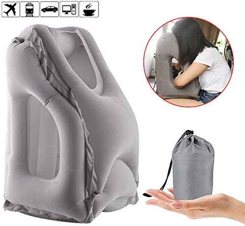 Egymcom Travel Pillow New Upgrade Compressible Nap Pillows Inflatable traveling pillow Airplane Portable Neck Pillow Soft Flight Sleep Pillow for Airplanes for Fully Support (Gray) only 24 hours sales