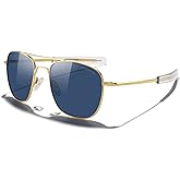 MERRY'S Classic Square Aviator Military Polarized Sunglasses for Men or Women S8636
