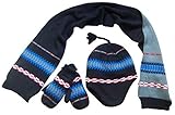 N'Ice Caps Little Boys Racer Striped Knitted Hat/Scarf/Mitten Set