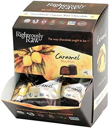 Righteously Raw Dark Chocolate Lucuma Caramel Mouthfuls! From RAW/Pure Organic Dark Chocolate! Keto, Paleo, Vegan, Gluten-Free, Non-GMO, Dairy, Soy Free & No Refined Sugars with 12 Mouthfuls per box!
