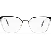 COVESATO Oversized Metal Frame Reading Glasses for Women,Fashion Cat Eye Ladies Readers