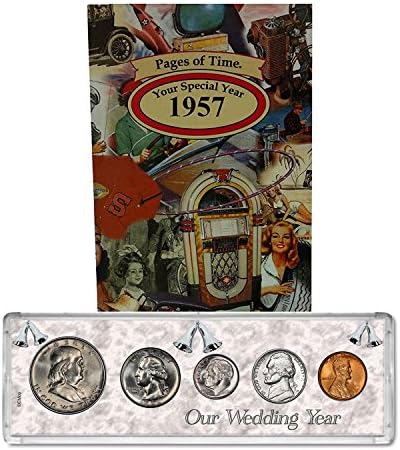 1957 Year Coin Set & Greeting Card : 61st Anniversary Gift - Our Wedding Year